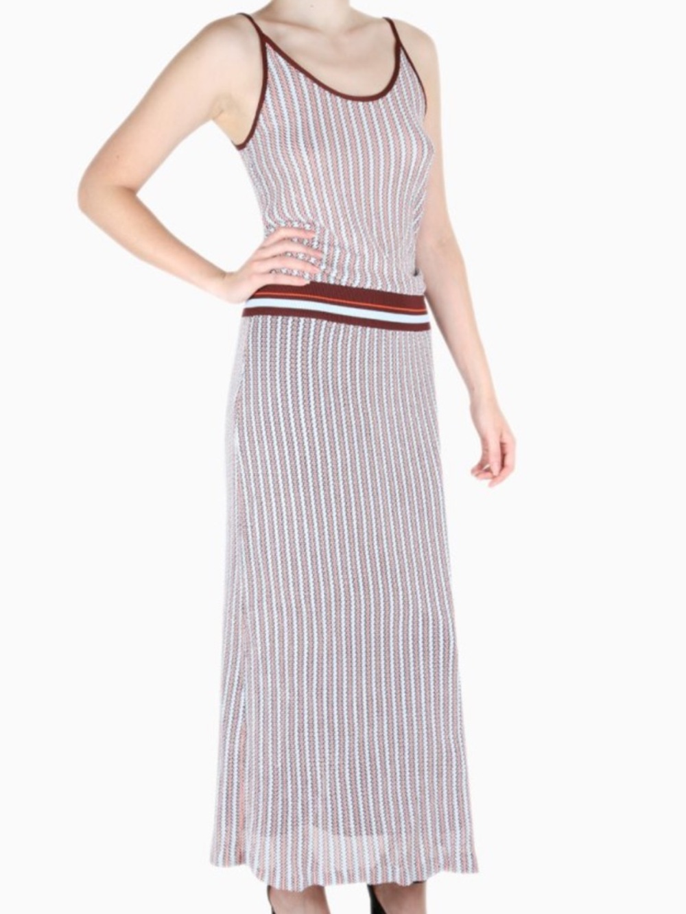 Vintage Tory Burch Striped Knit Maxi Skirt in Cream and Brown - Picture 4 of 5